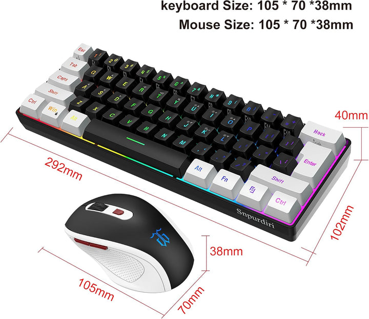 Snpurdiri Combo de teclado y ratón inalámbricos para juegos de 2.4G...