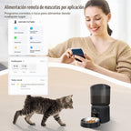 Alimentador automático para gatos, dispensador automático de alimentos para gatos 5G WiFi con bolsa desecante, alimentador para mascotas con temporizador de 5 litros con servicio de aplicación gratuito, porciones ajustables de hasta 1/12 taza, hasta 10