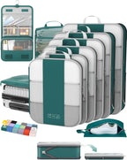 OlarHike Juego de 10 cubos de compresión para artículos esenciales de viaje, bolsas compresibles expandibles ahorradoras de espacio para organizar la ropa, bolsas de ropa de equipaje con más de 1000