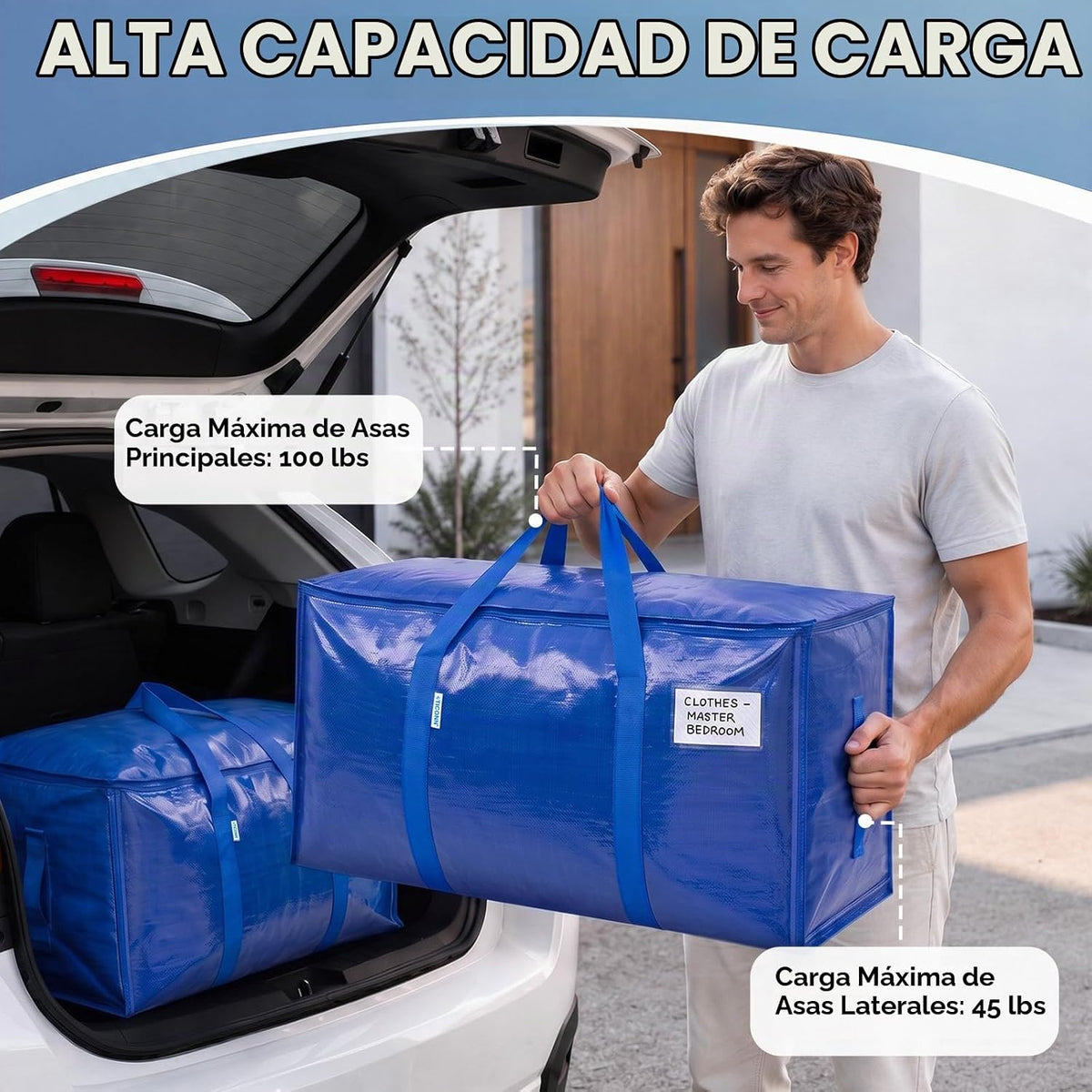 TICONN Paquete de 6 bolsas de mudanza extra grandes resistentes con cremalleras y asas de transporte, bolsas de almacenamiento duraderas para organizadores de armario y almacenamiento (paquete de 6