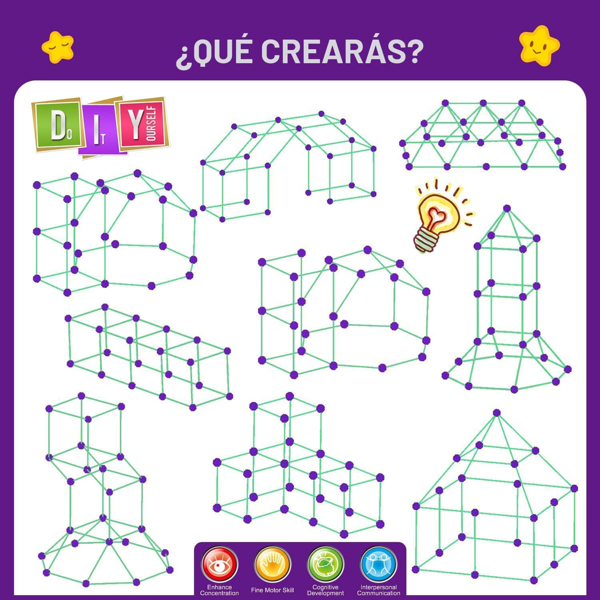 Kit de construcción de fuerte que brilla en la oscuridad para niños, juguetes de construcción STEM, regalo educativo para niños y niñas de 4, 5, 6, 7, 8, 9, 10, 11, 12 años, juego creativo definitivo