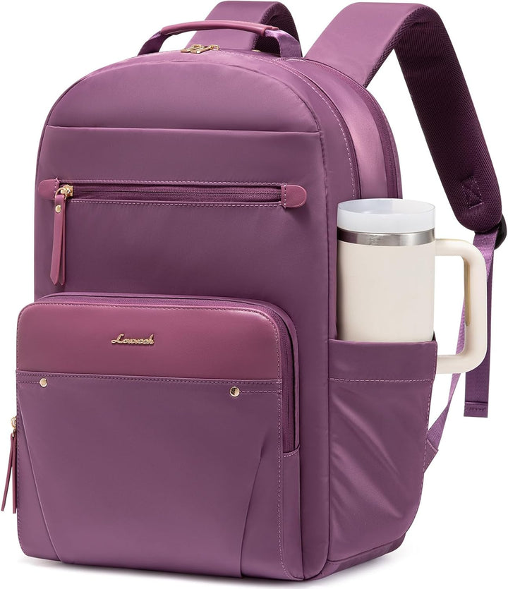 LOVEVOOK Mochila para laptop para mujer con ribete de cuero y bolsi...