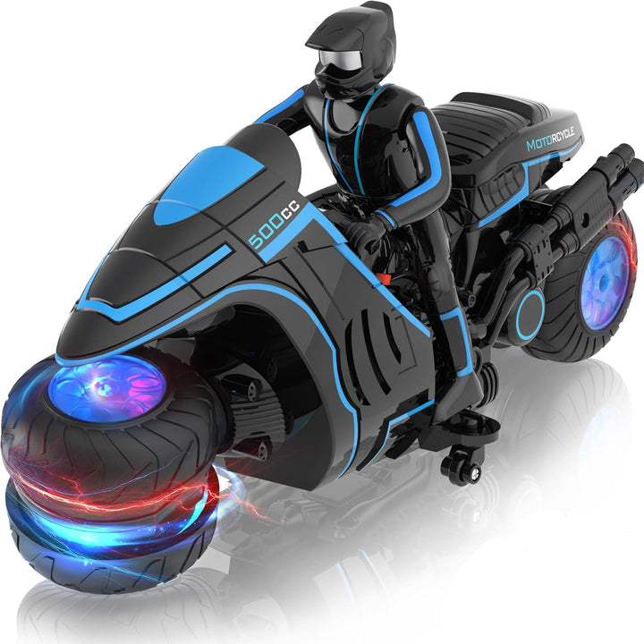 iappadore Juguetes de motocicleta a control remoto, luz de ruedas c...