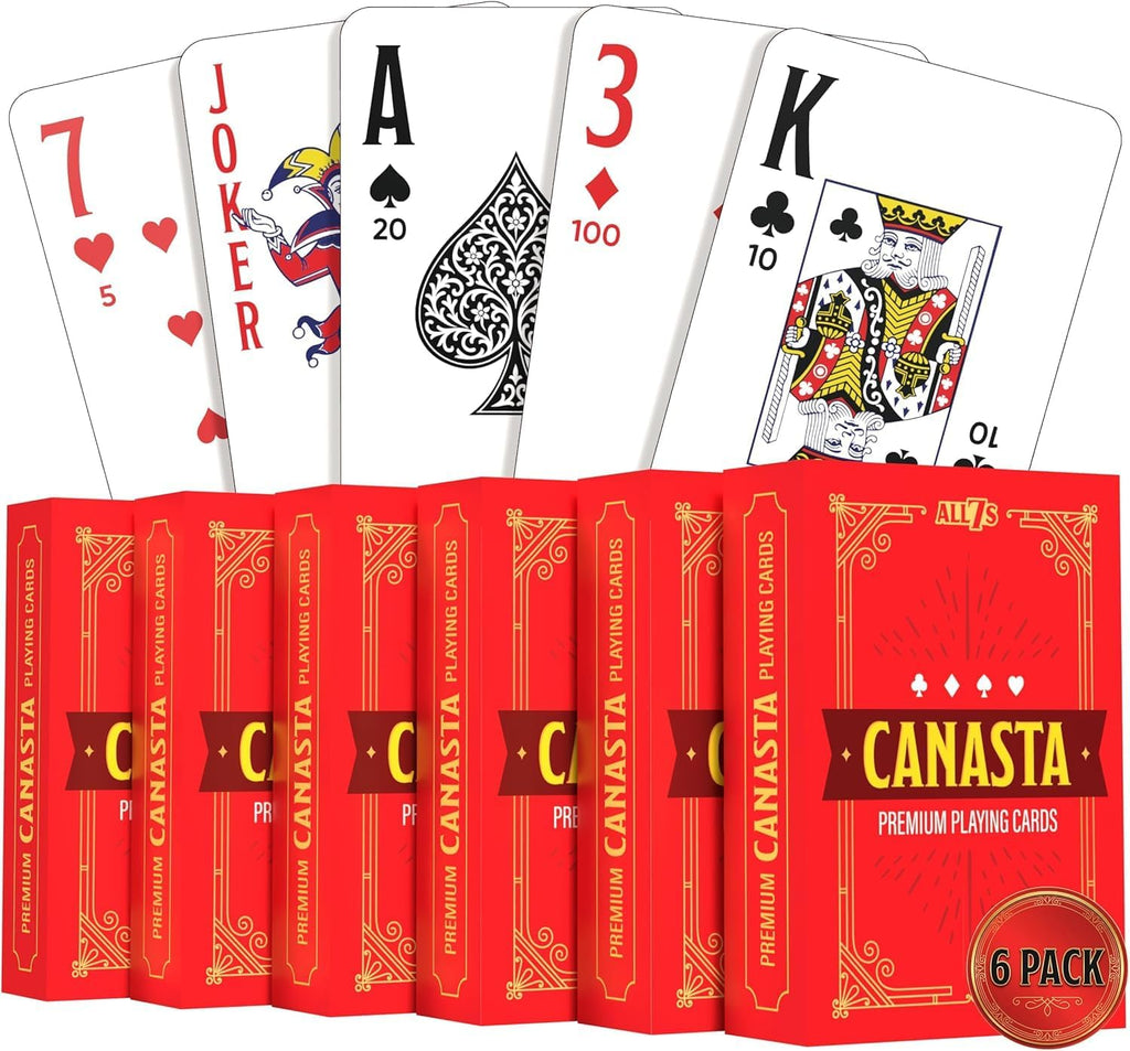 All7s Juego de cartas Canasta de mano y pie, seis mazos de impresión