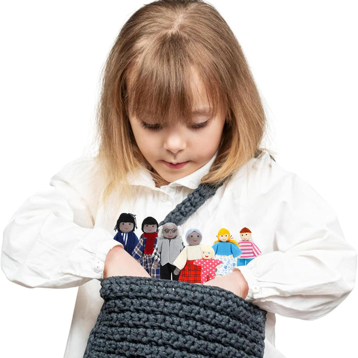 ONEST Juego de Familia de Casa de Muñecas de Madera de 17 Piezas, M...