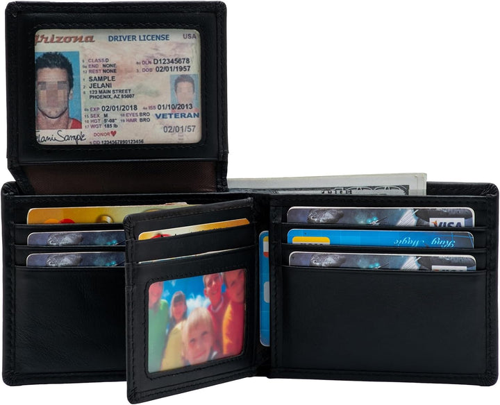 Billetera de cuero plegable para hombre, de gran capacidad, bloqueo...