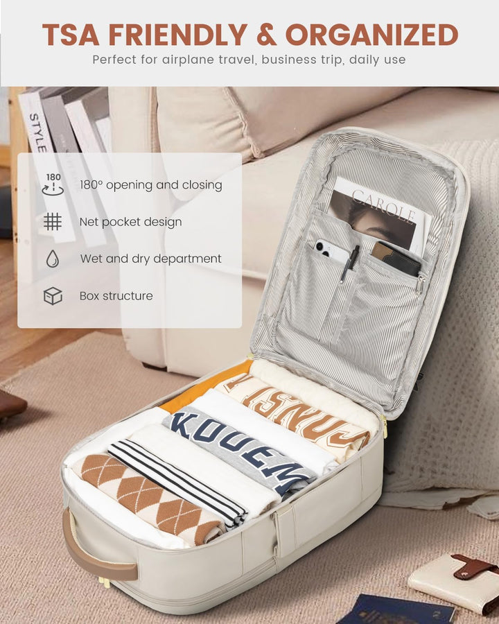 LOVEVOOK Mochila de viaje para mujer y hombre, Beige-caqui, Mochila...
