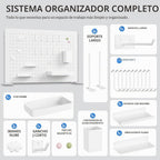 Organizador de escritorio con tablero perforado blanco, 23.62 x 15.75 in con ganchos
