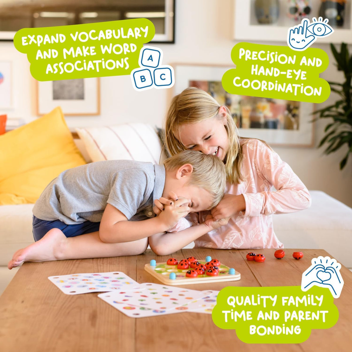 Nene Toys Juego de Memoria del Jardín de la Mariquita – Juegos de Emparejar de Madera para Niños Pequeños de 3-5 – Juguete de Viaje para Niños y Niñas, Elementos Esenciales para Viajes por Carretera