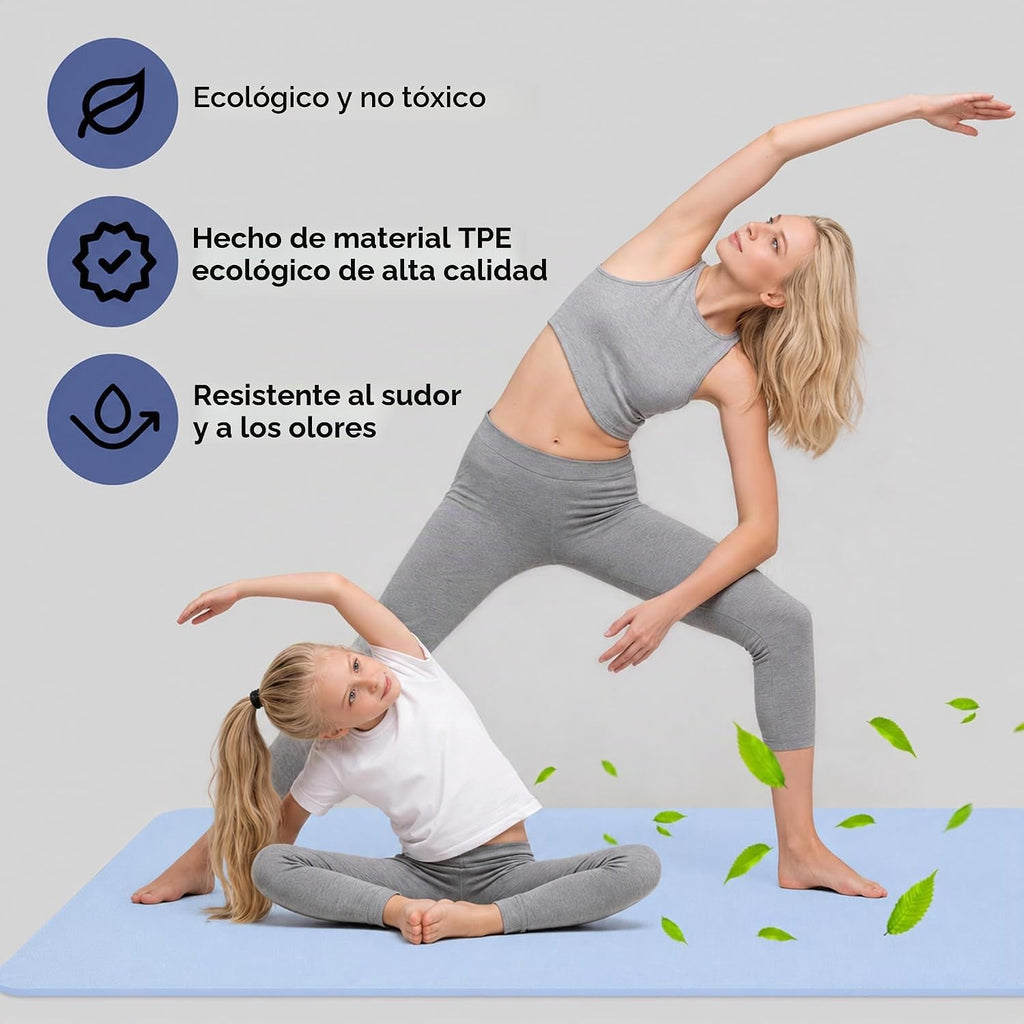 Tapete de yoga extra ancho de 72 x 32 pulgadas, tapete de ejercicio antideslizante de TPE para entrenamiento en casa, tapete de yoga grande de alta densidad de 0.236 pulgadas para hombres y
