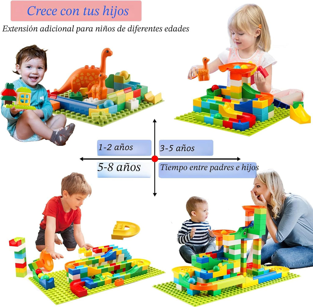 Bloques de construcción Klobroz Marble Run, 145 piezas de bloques grandes clásicos STEM juguete