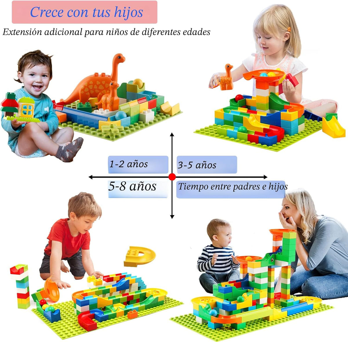Bloques de construcción Klobroz Marble Run, 145 piezas de bloques grandes clásicos STEM juguete