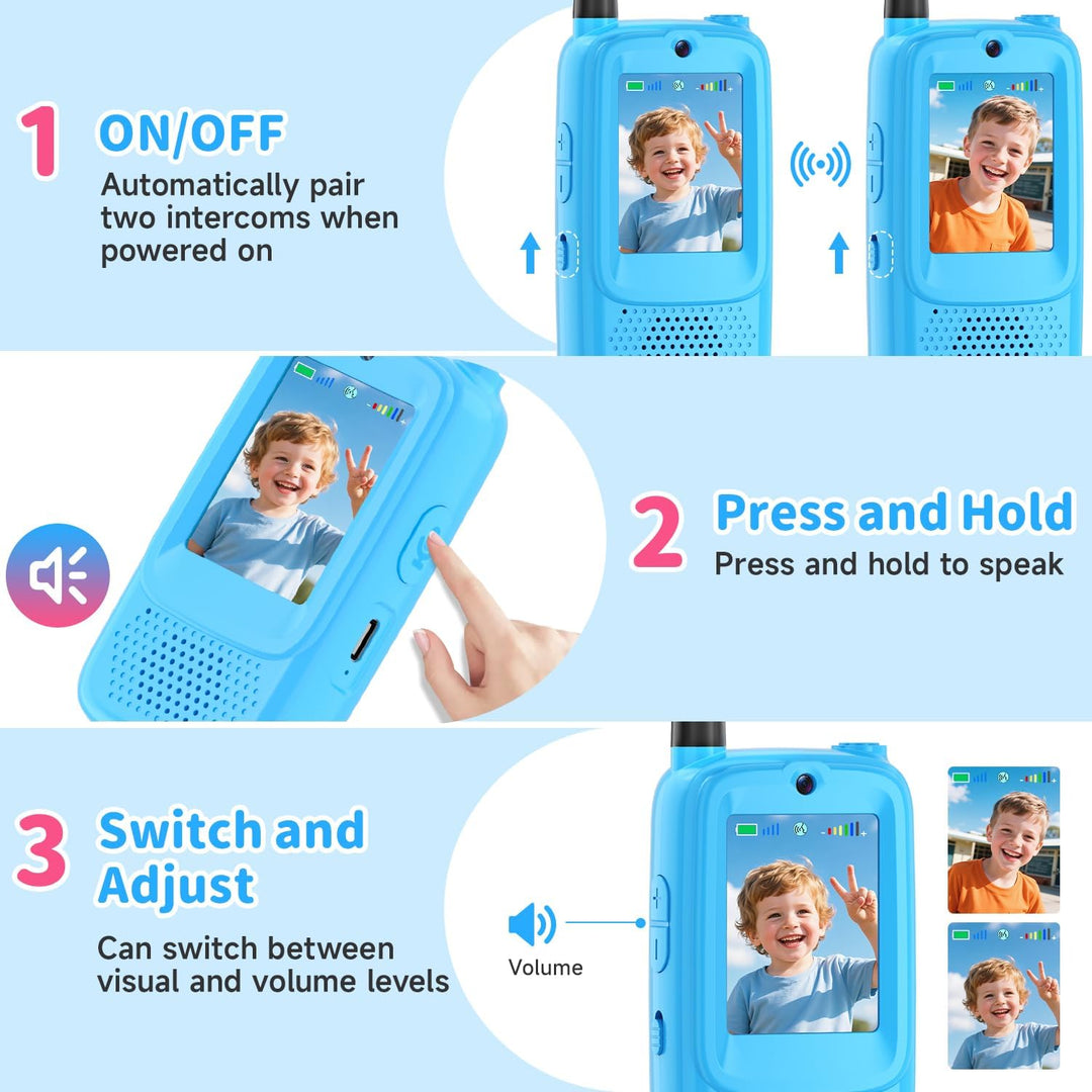 Walkie Talkies de Video para Niños, Paquete de 2 Walkie Talkies Rec...