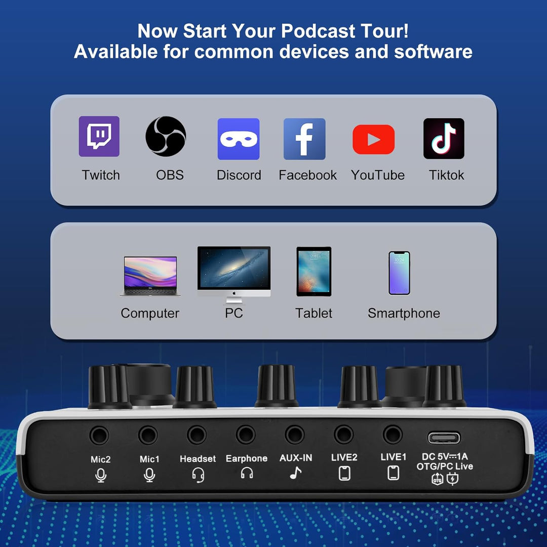 Paquete de equipo de podcast todo en uno F993, paquete de estudio d...