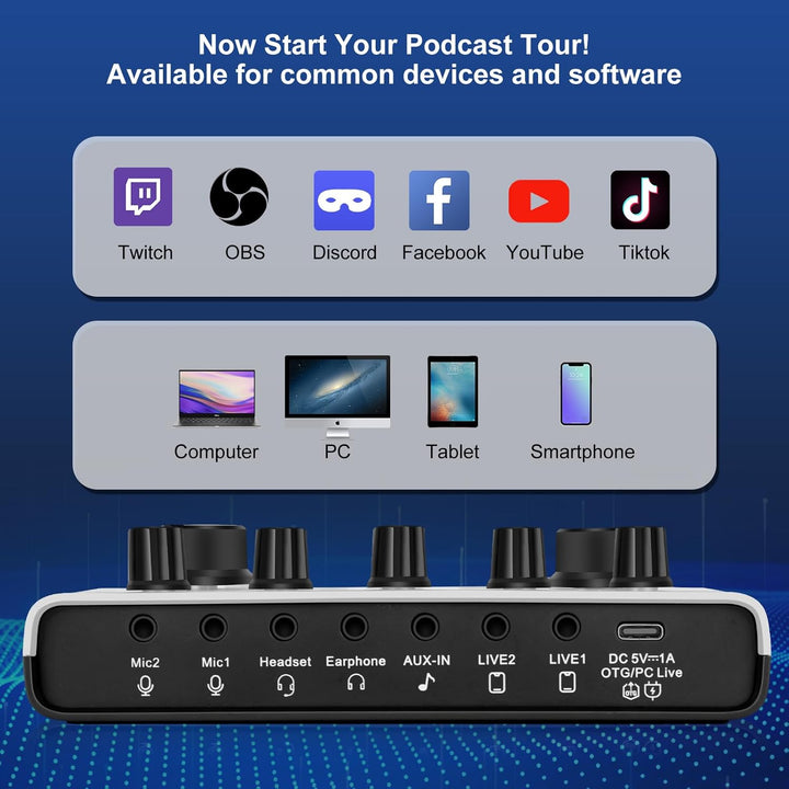 Paquete de equipo de podcast SINWE para 2, cambiador de voz F993 co...