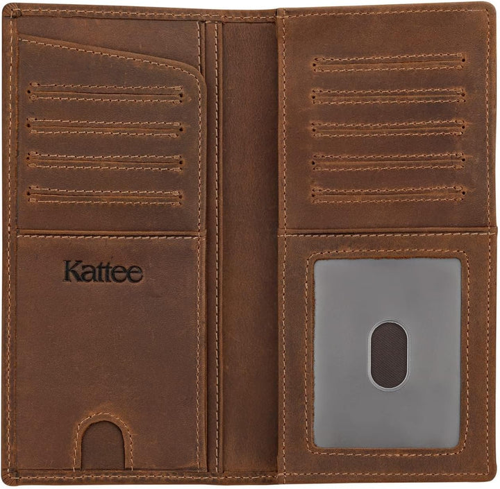 Kattee cartera plegadiza clásica de cuero para hombre