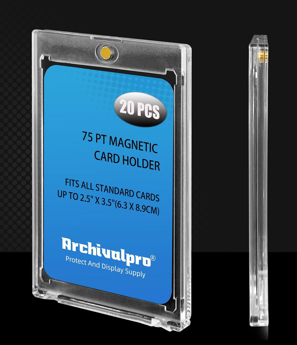 Tarjetero magnético de 20 quilates 75PT One Touch, protección U-V, acrílico grueso, plástico duro para comercios, deportes, juegos, tarjetas de béisbol