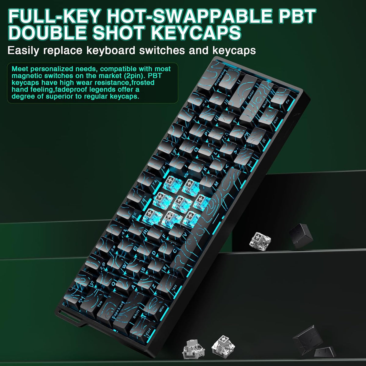 Aula WIN60 HE - Teclado mecánico 60% para juegos con cable, interru...