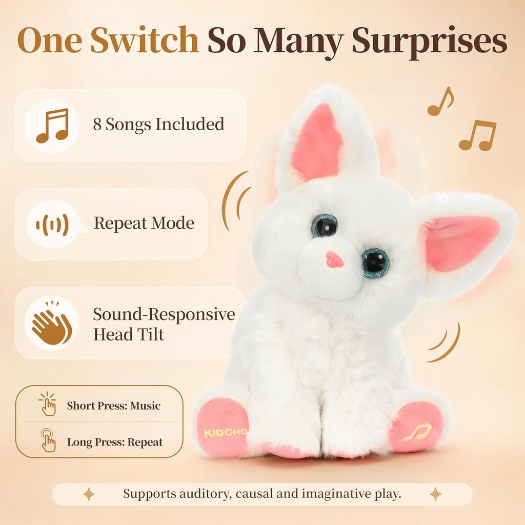 Juguete de peluche blanco del gato, 10" juguete musical interactivo