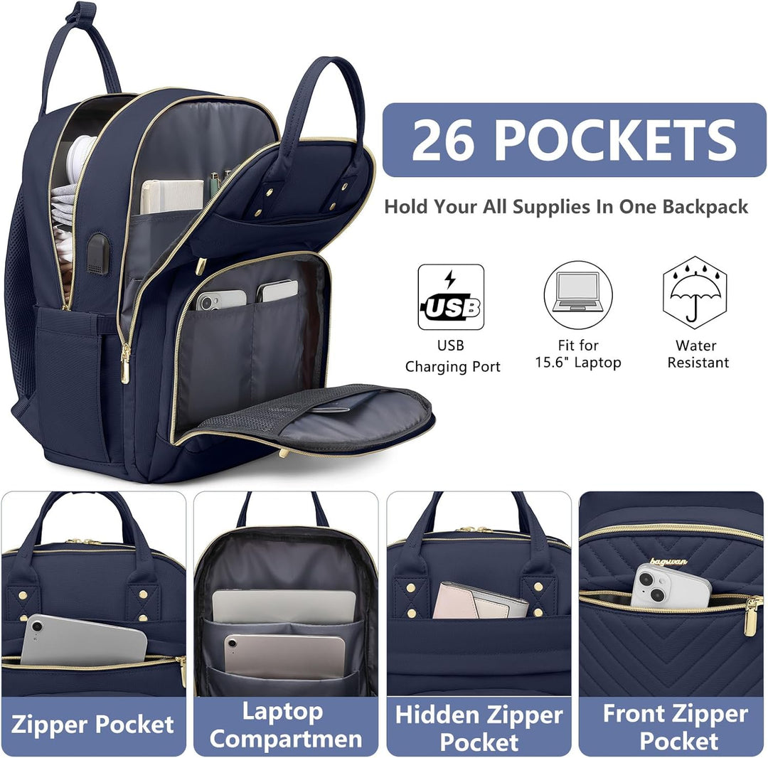 Mochila para laptop para mujer, bolsa de trabajo, mochila de viaje...