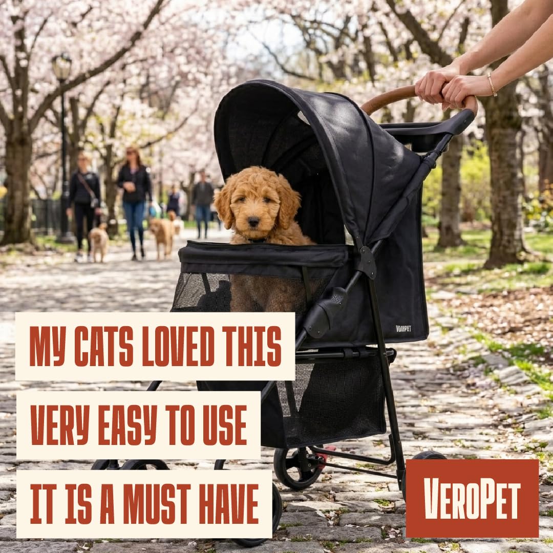 Cochecito para mascotas para perros y gatos pequeños, cochecito plegable para mascotas con malla transpirable, cesta de almacenamiento y soporte para tazas, cochecito ligero para perros de 4 ruedas