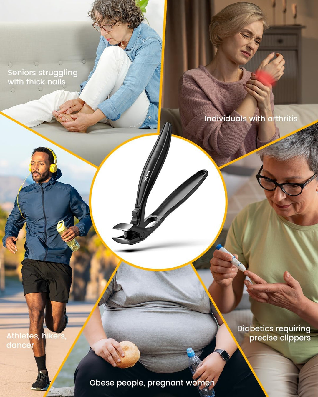 BEZOX Cortaúñas para uñas de pies gruesas para personas mayores con...