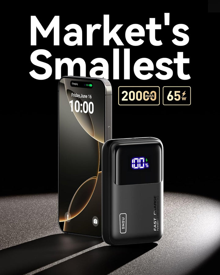 INIU Batería Externa, 20000mAh 65W Mini USB C Cargador Portátil par...