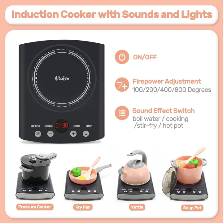 CUTE STONE Juego de accesorios de cocina, juego de juguetes de coci...