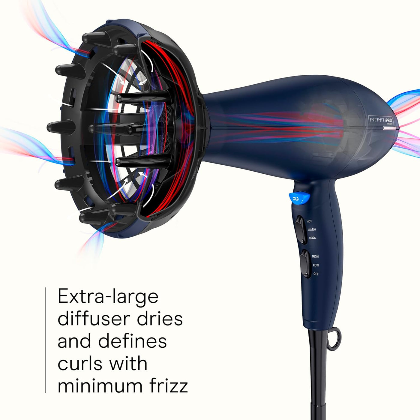 Secador de pelo Infiniti Pro Conair con difusor innovador, mejora r...
