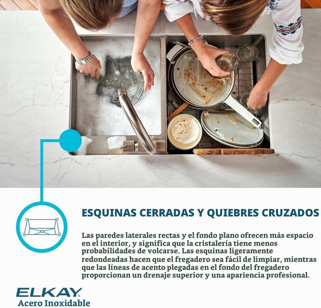 Elkay Crosstown Fregadero Undermount de Acero Inoxidable 16 Gauge 32-1/2" x 18" x 10" Tazón Único con Kit de Grifo