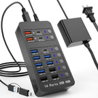 Zeroffi, J655-2402500D, hub USB de 14 puertos