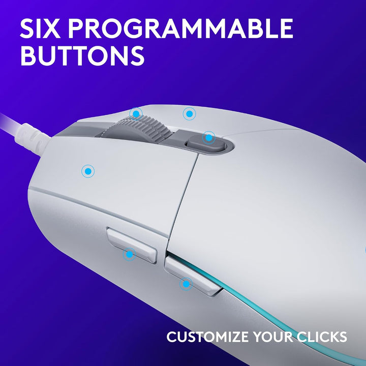 Logitech G203 - Mouse cableado para juegos, 8,000 DPI, efecto óptic...