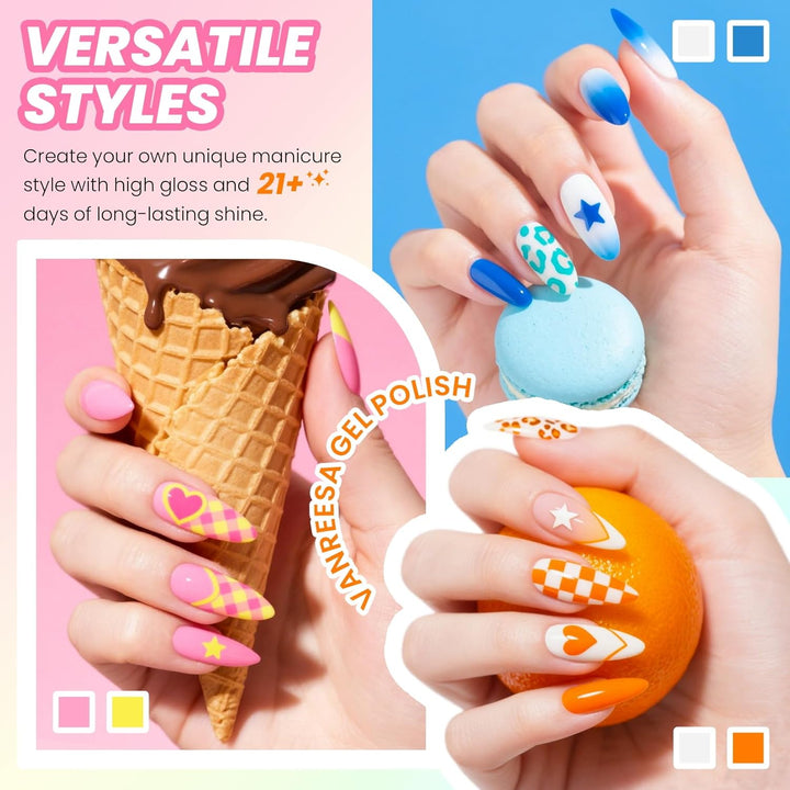 Vanreesa - Juego de 24 esmaltes de gel para uñas, 21 colores brilla...