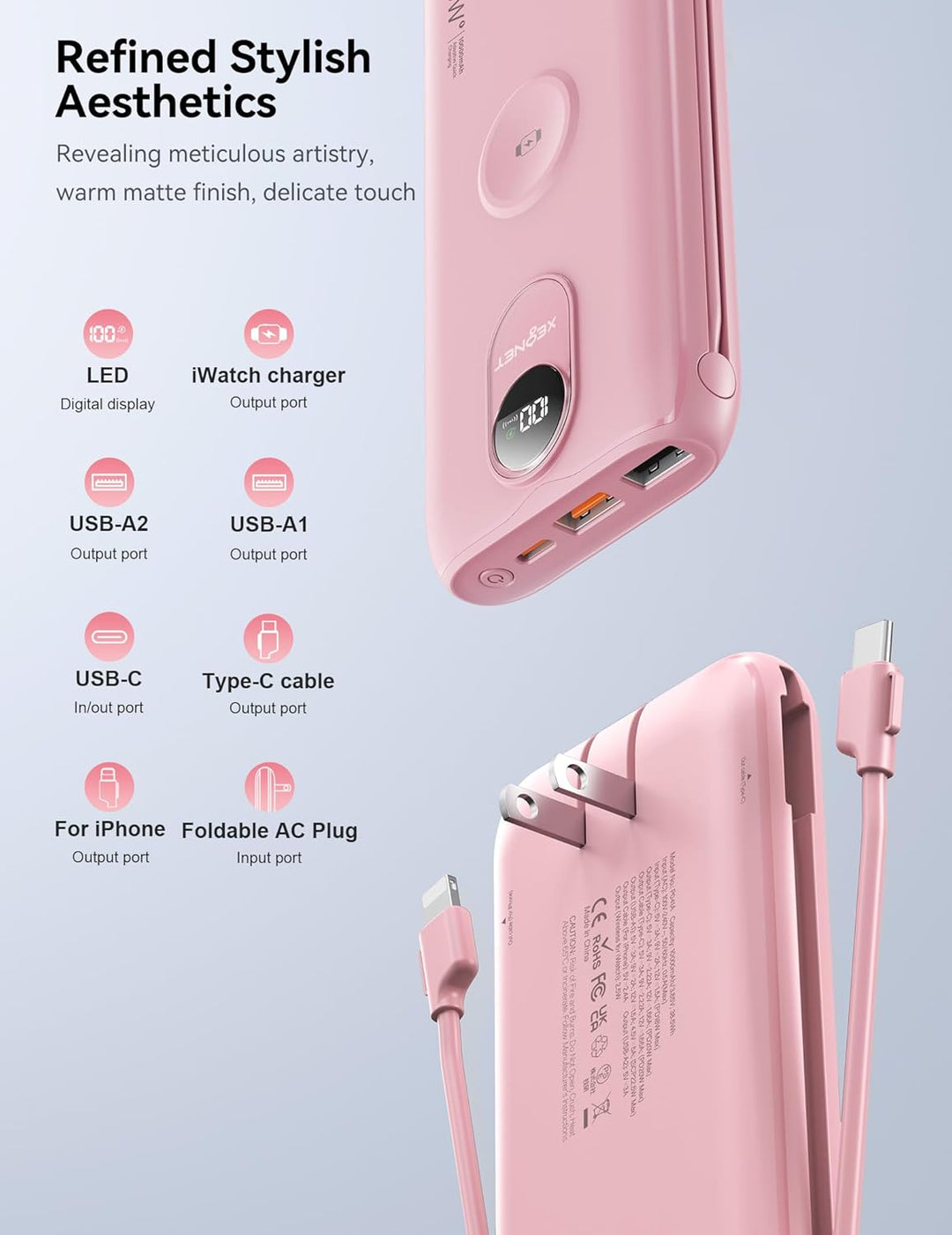 Portable Charger, 10000mAh 22.5W Power Bank Fast Charging with Buil...