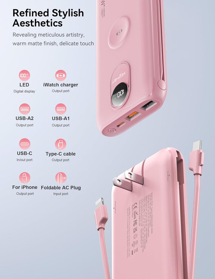 Portable Charger, 10000mAh 22.5W Power Bank Fast Charging with Buil...