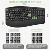 Combo de teclado y mouse inalámbricos, teclas onduladas de tamaño c...