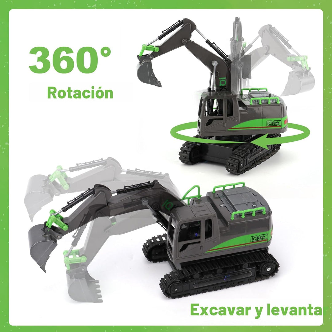 IQKidz - Juguetes de excavadora con control remoto para niños de 4...