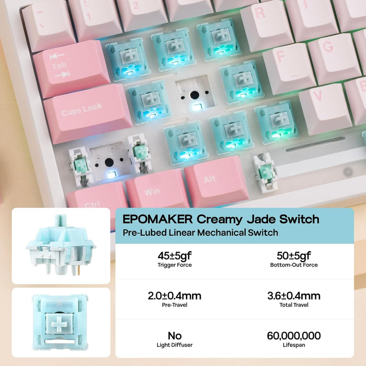 EPOMAKER TH108 Teclado mecánico de tamaño completo, teclado inalámb...