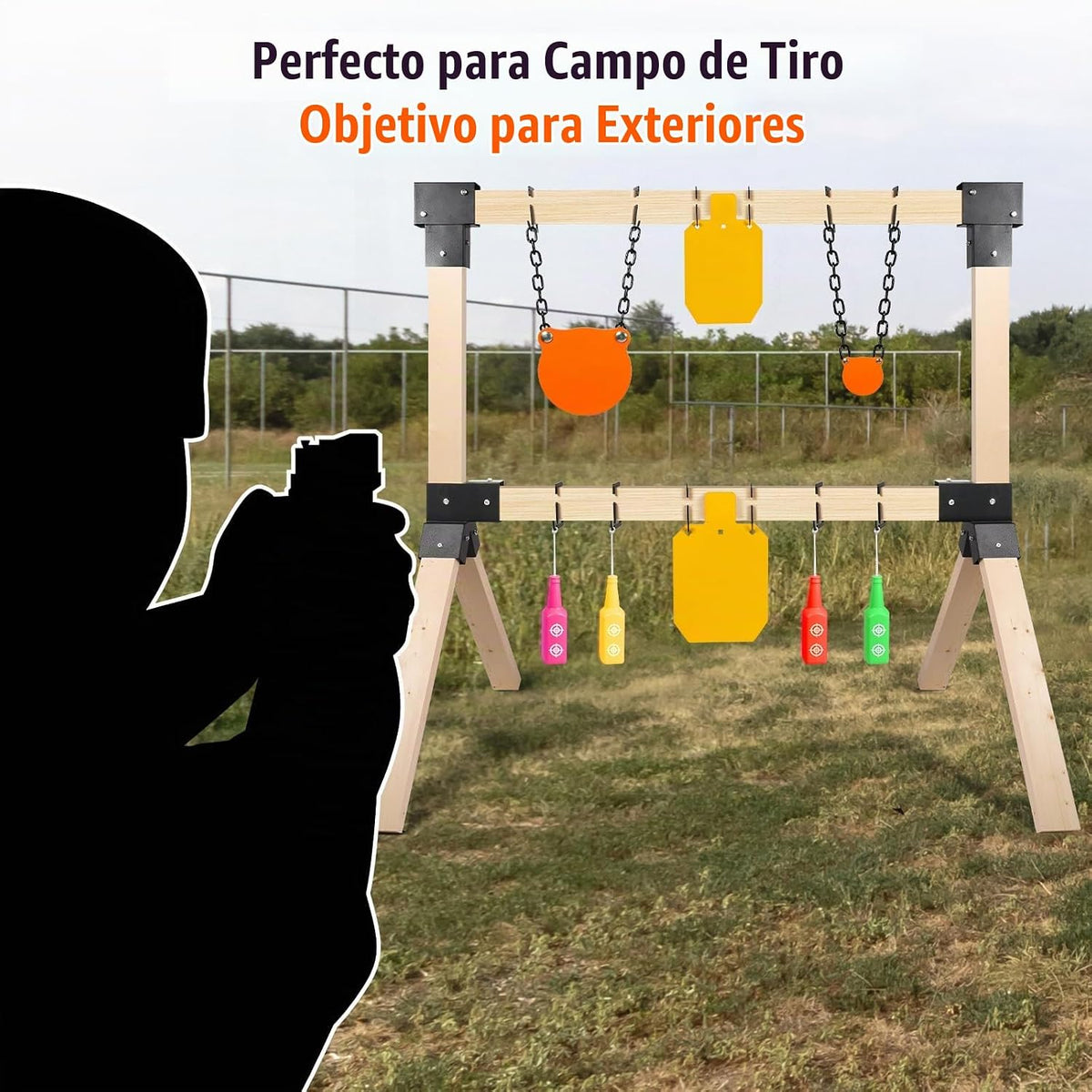 Soportes de Blanco de Acero, Colgador Modular para Blancos de Tiro, Soportes para Blancos de Tiro, Soportes Pesados en Y y T con 12 Ganchos para Colgar para Campo de Tiro al Aire Libre DIY (Solo Soportes)
