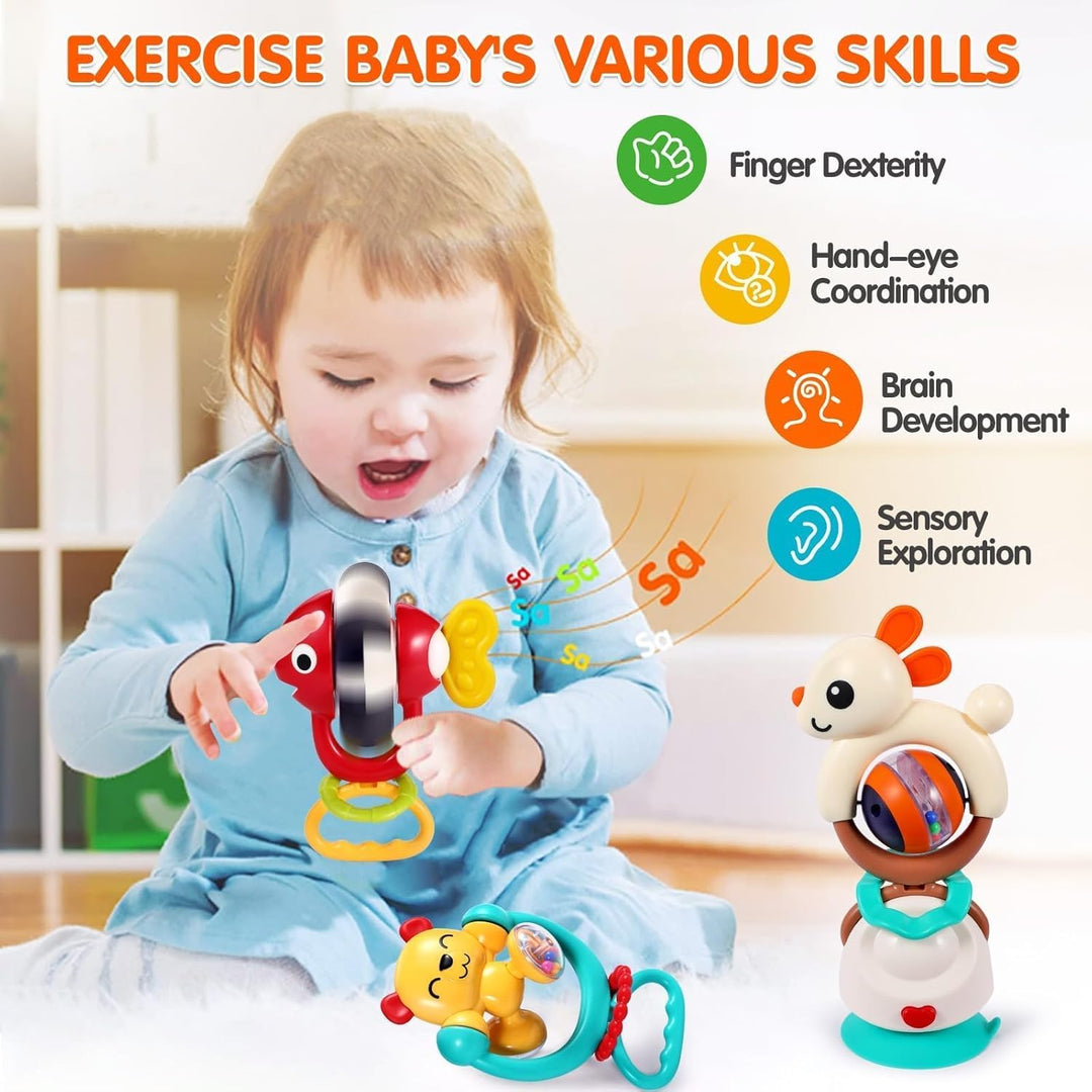 Juguetes para bebés de 6-12 meses, conjunto de 3 juguetes para sill...