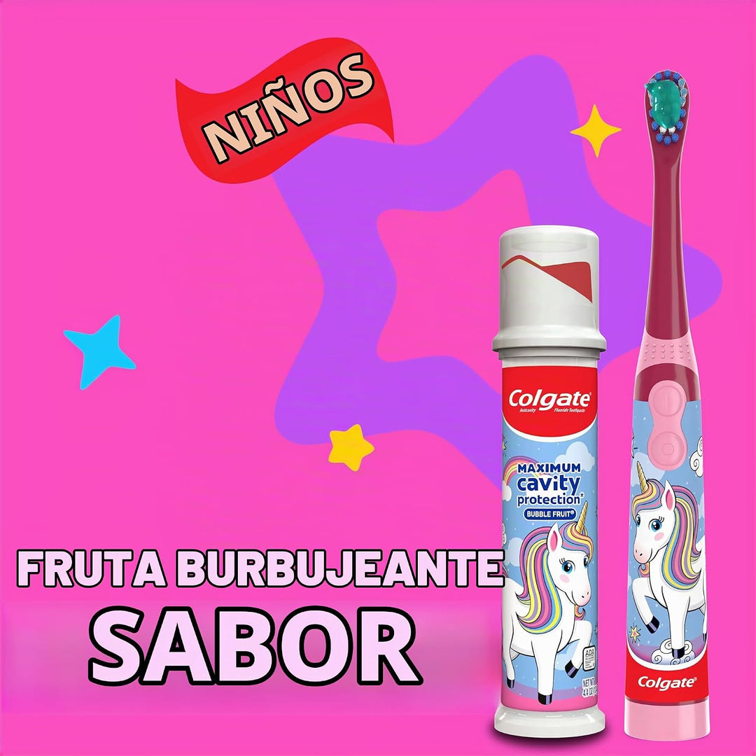 Colgate Bomba de pasta de dientes de unicornio para niños con flúor...