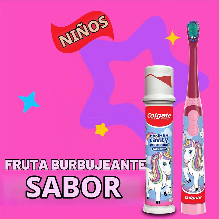 Colgate Bomba de pasta de dientes de unicornio para niños con flúor...