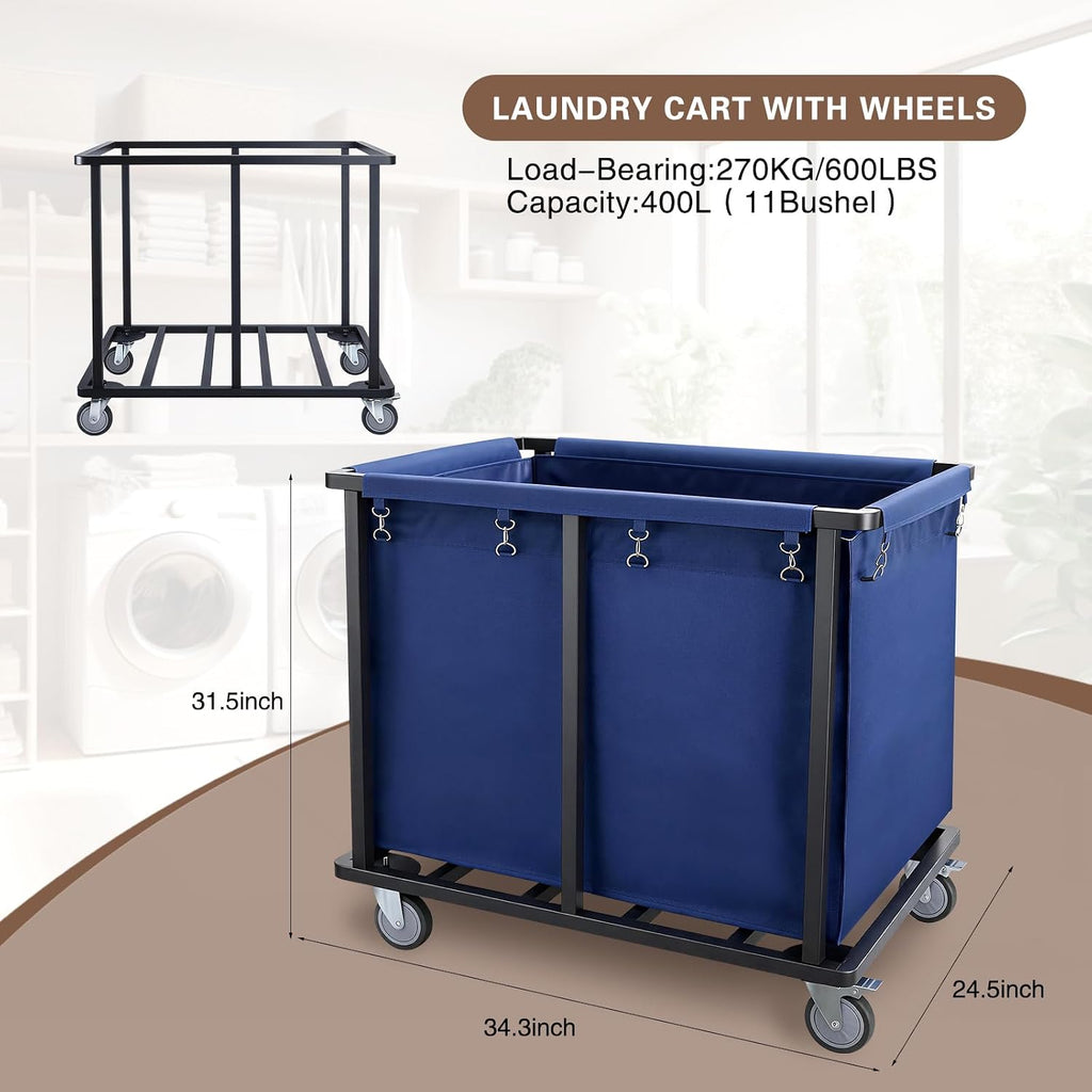Carrito de lavandería comercial con ruedas, carrito de lavandería con