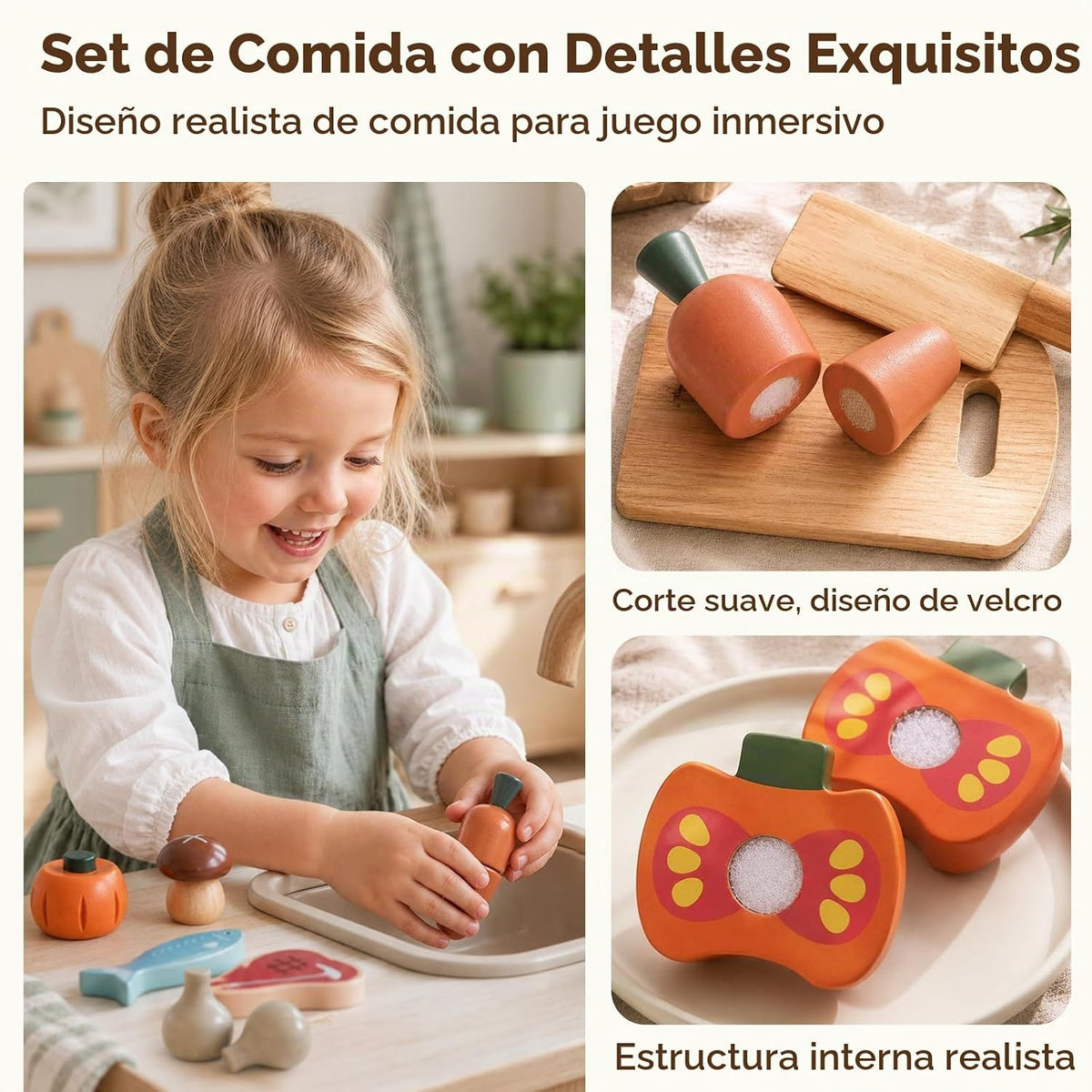 Lehoo Castle Juegos de comida de madera para la cocina de los niños