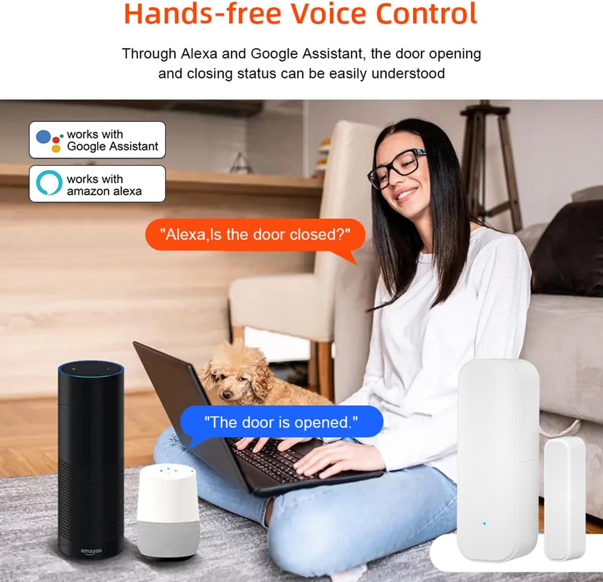 Sensor de puerta WiFi: sensor de ventana inalámbrico con alertas de aplicación, sensor de contacto inteligente Tuya para seguridad del hogar y automatización inteligente del hogar, no se requiere hub