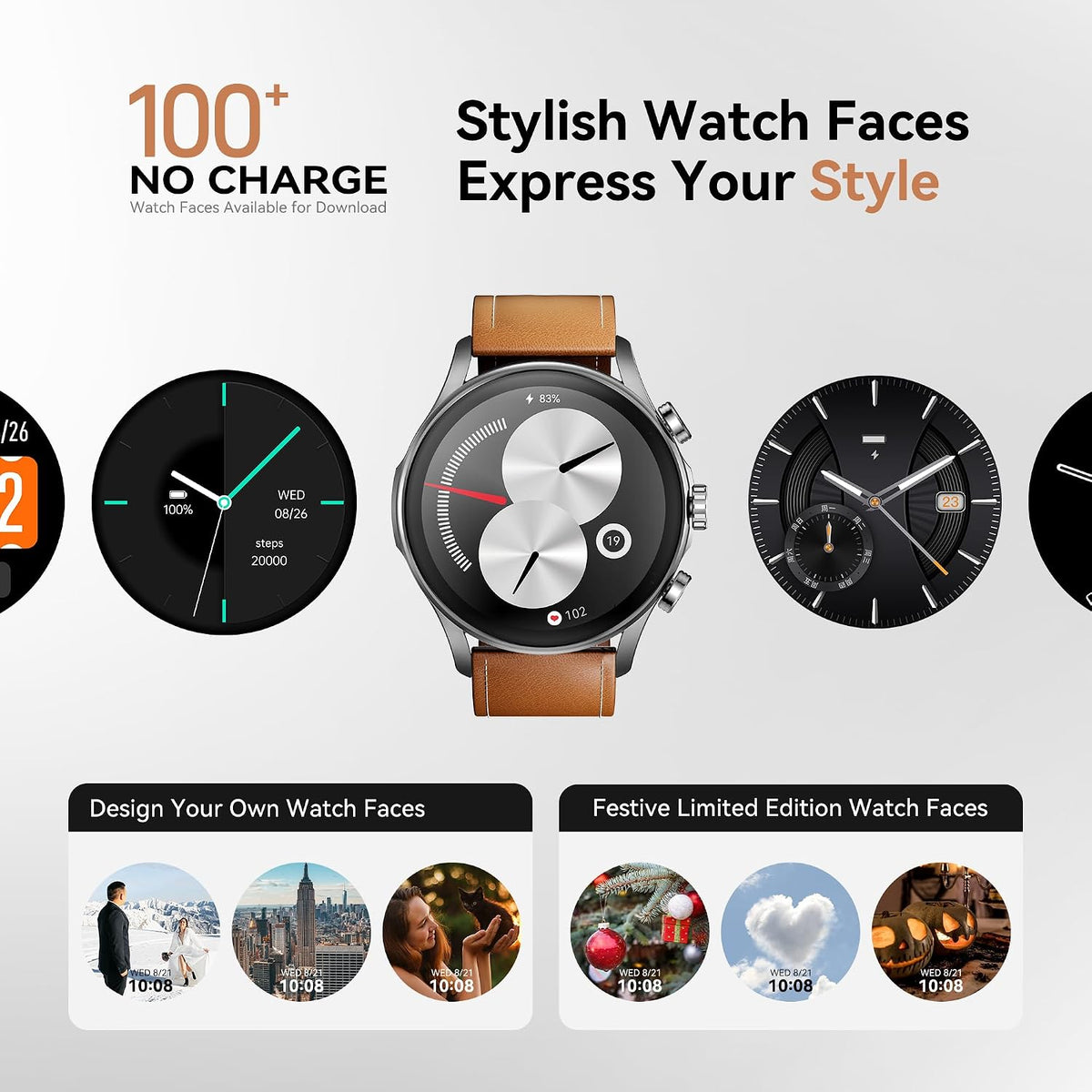Kieslect Reloj inteligente para hombres y mujeres, compatible con Android y iPhone, pantalla AMOLED de 1.43 pulgadas, rastreador de actividad física con respuesta/hacer llamadas, monitor de frecuencia cardíaca impermeable IP68/sueño/SpO2, más de 100 modos
