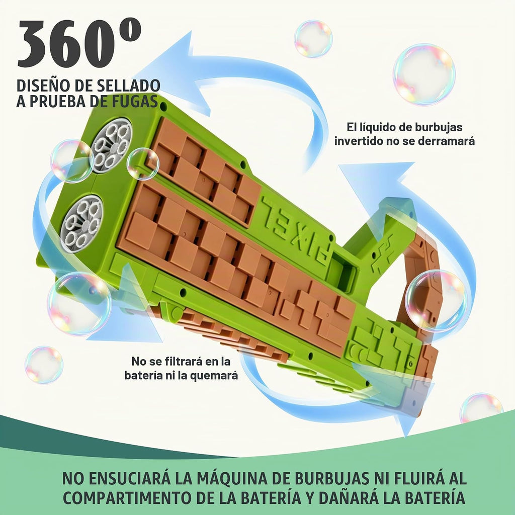 Pistola de burbujas, lanzador automático de burbujas con luz LED