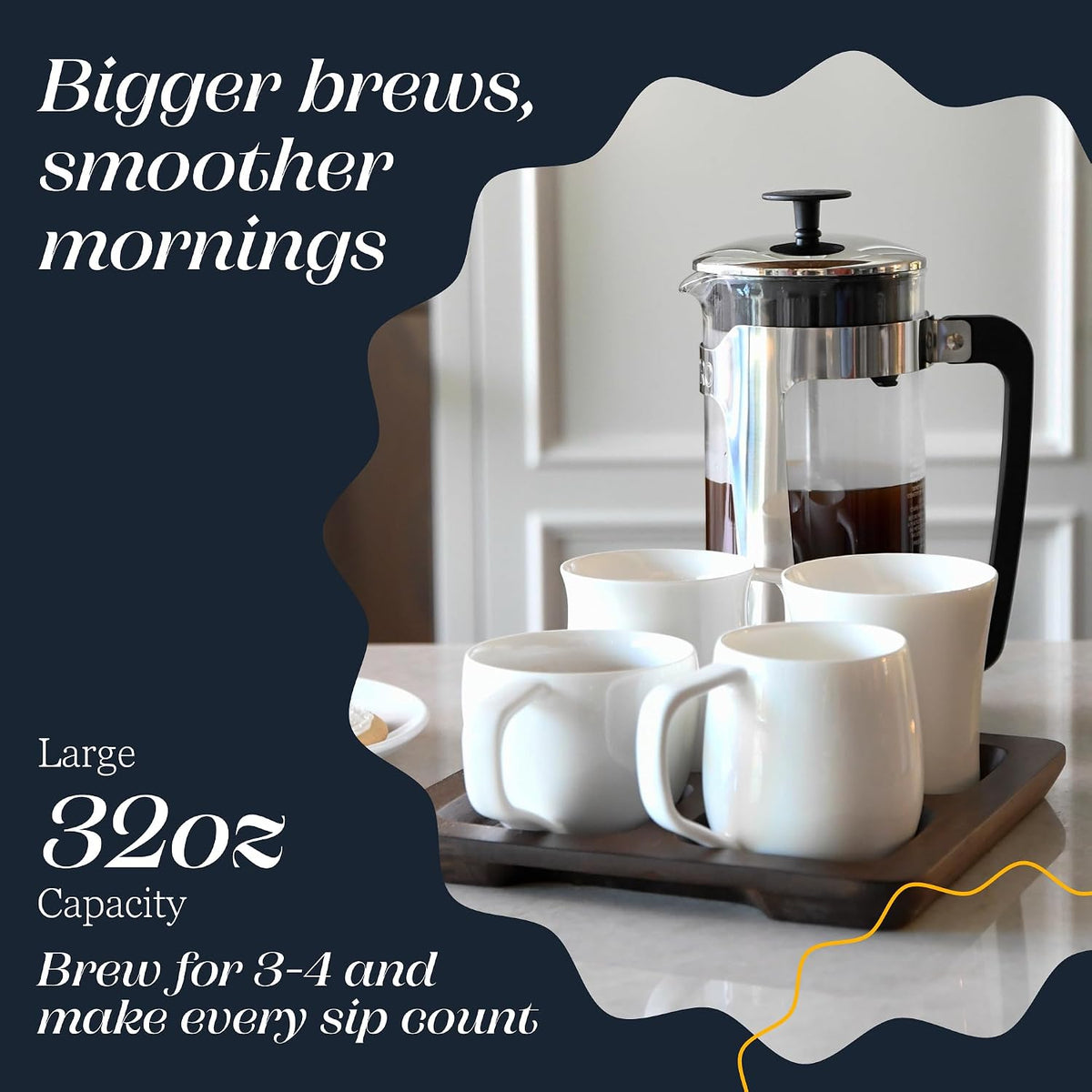 Espro cafetera con prensa P5 – 32 onzas, de vidrio y acero inoxidable, FFP, Empaque original, Vidrio/Acero inoxidable