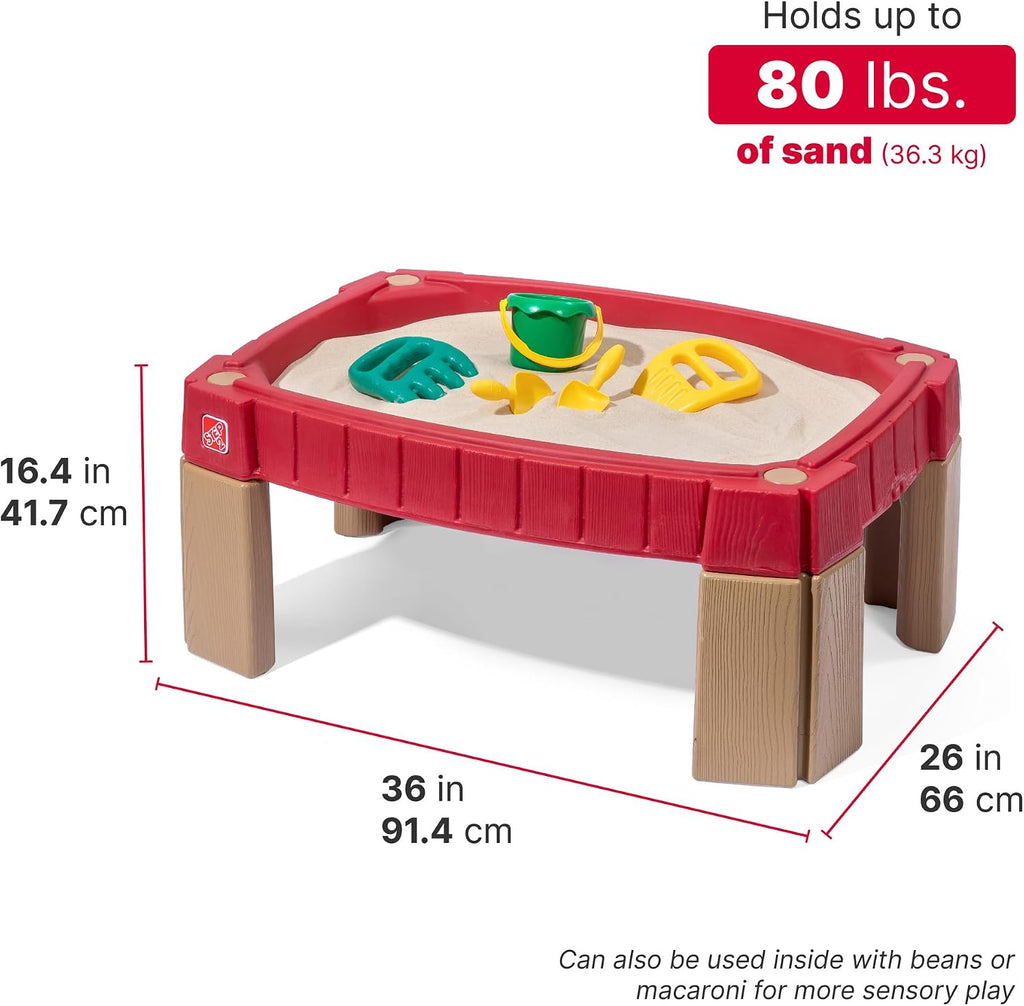 Step2 Mesa de Arena Naturally Playful, Mesa Sensorial de Actividades de Arena para Niños, Kit de Accesorios de 5 Piezas, Juguetes de Verano al Aire Libre para Niños Pequeños, 2+ Años