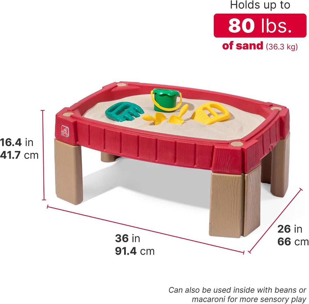 Step2 Mesa de Arena Naturally Playful, Mesa Sensorial de Actividades de Arena para Niños, Kit de Accesorios de 5 Piezas, Juguetes de Verano al Aire Libre para Niños Pequeños, 2+ Años
